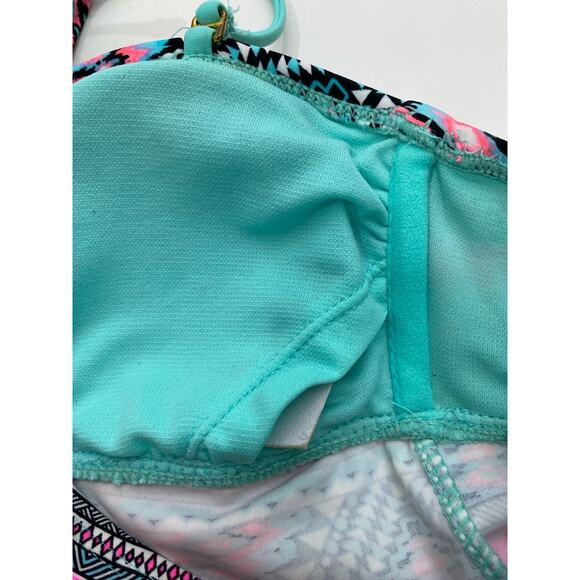 Island Soul Halter Tankini Swimsuit Pink & Black Ikat Stripe Strapless Bikini Sm - Picture 9 of 16